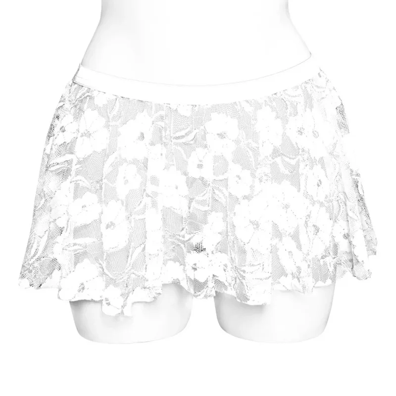 Saia de renda sólida masculina malha transparente para lingerie baixa para ascensão saias plissadas ver através bodycon inferior para festa à noite
