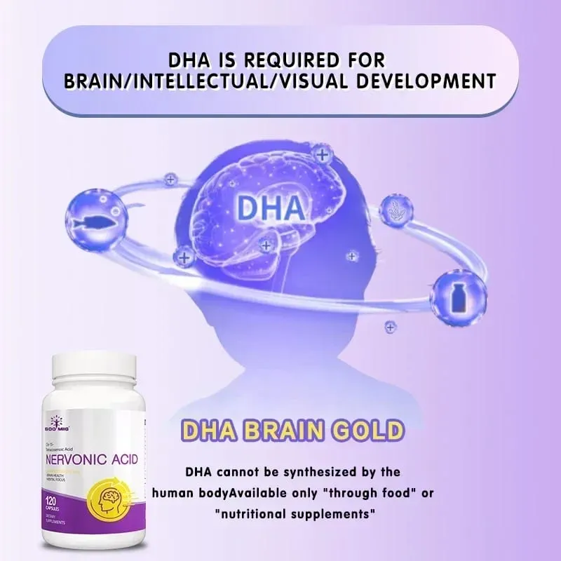 Nervonic Acid - Brain Supplement Brain Health - for Attention Brain Function and Mood Improvement 120 Capsules