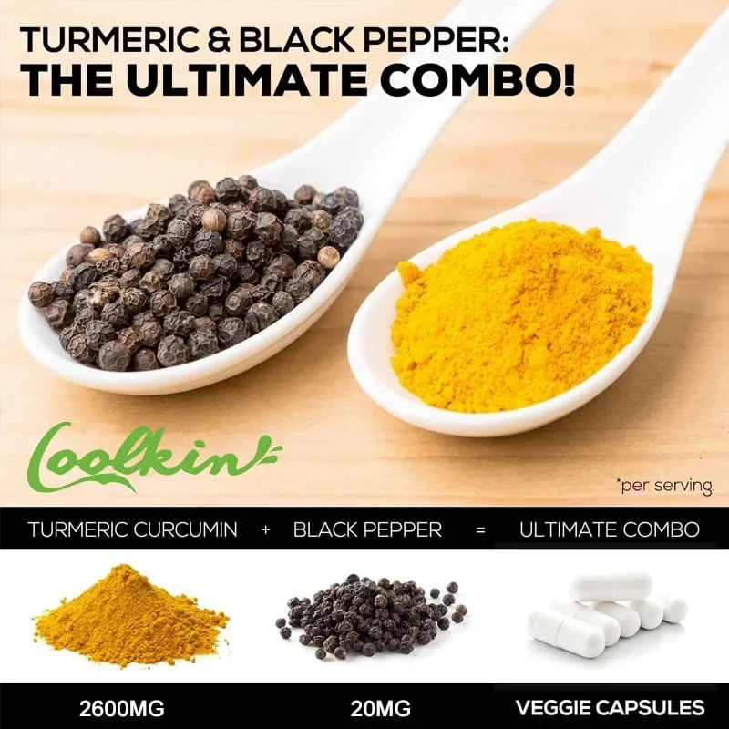 Curcumin Capsules Natural Joint Support with Black Pepper - Relieve Joint Pain