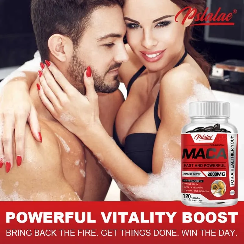Cápsulas de raiz de maca para homens e mulheres para maximizar a vitalidade e o desempenho, feitas com maca preta, maca vermelha e maca amarela em pó — image 4