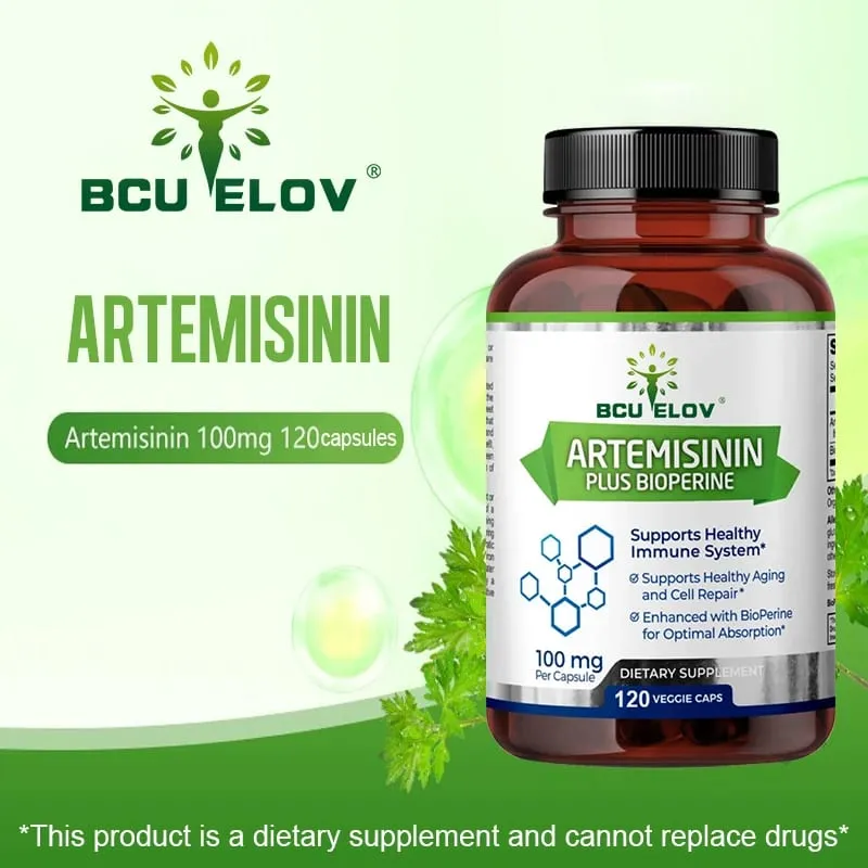 Artemisinina de alta absorção 100 mg maximiza a absorção de nutrientes, apoia o reparo celular e o aprimoramento imunológico 120 cápsulas