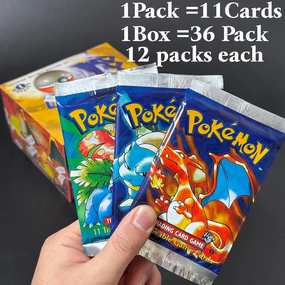 整包 PKM 第 1 版補充包 PTCG 代理卡適用於基礎套裝噴火龍 Blastoise Venusaur TCG 卡 11 件/包玩具