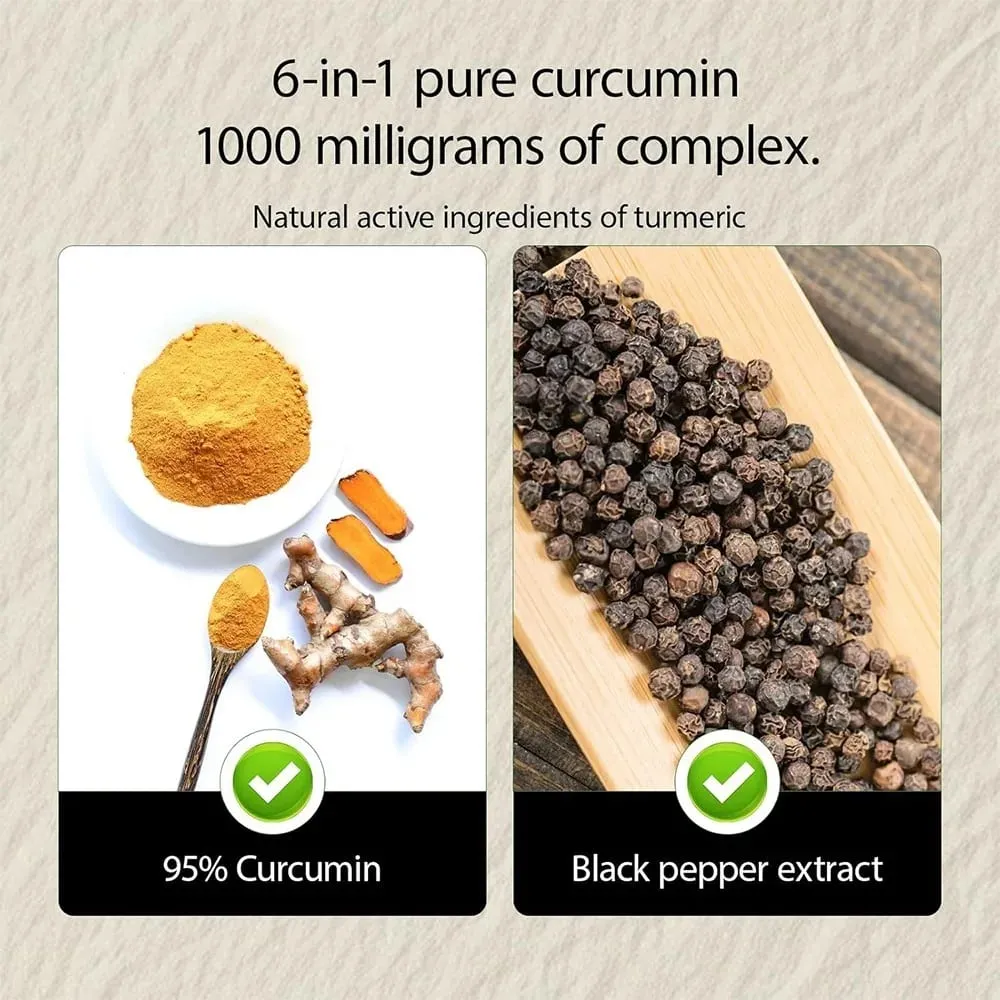 薑黃薑黃素補充劑 1 000 毫克 – 95% 薑黃素與黑胡椒和生薑支持關節和抗氧化健康