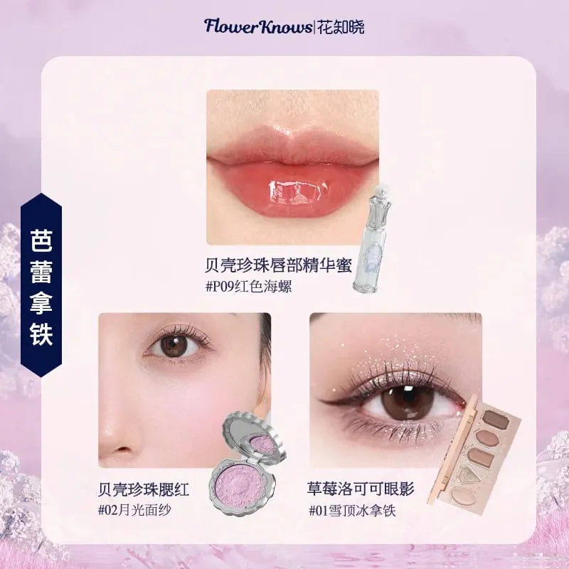 Flowerknows conjunto completo de maquiagem para presente, longa duração, blush labial e paleta de sombras brilhantes, kit de beleza multifuncional, caixa de presente