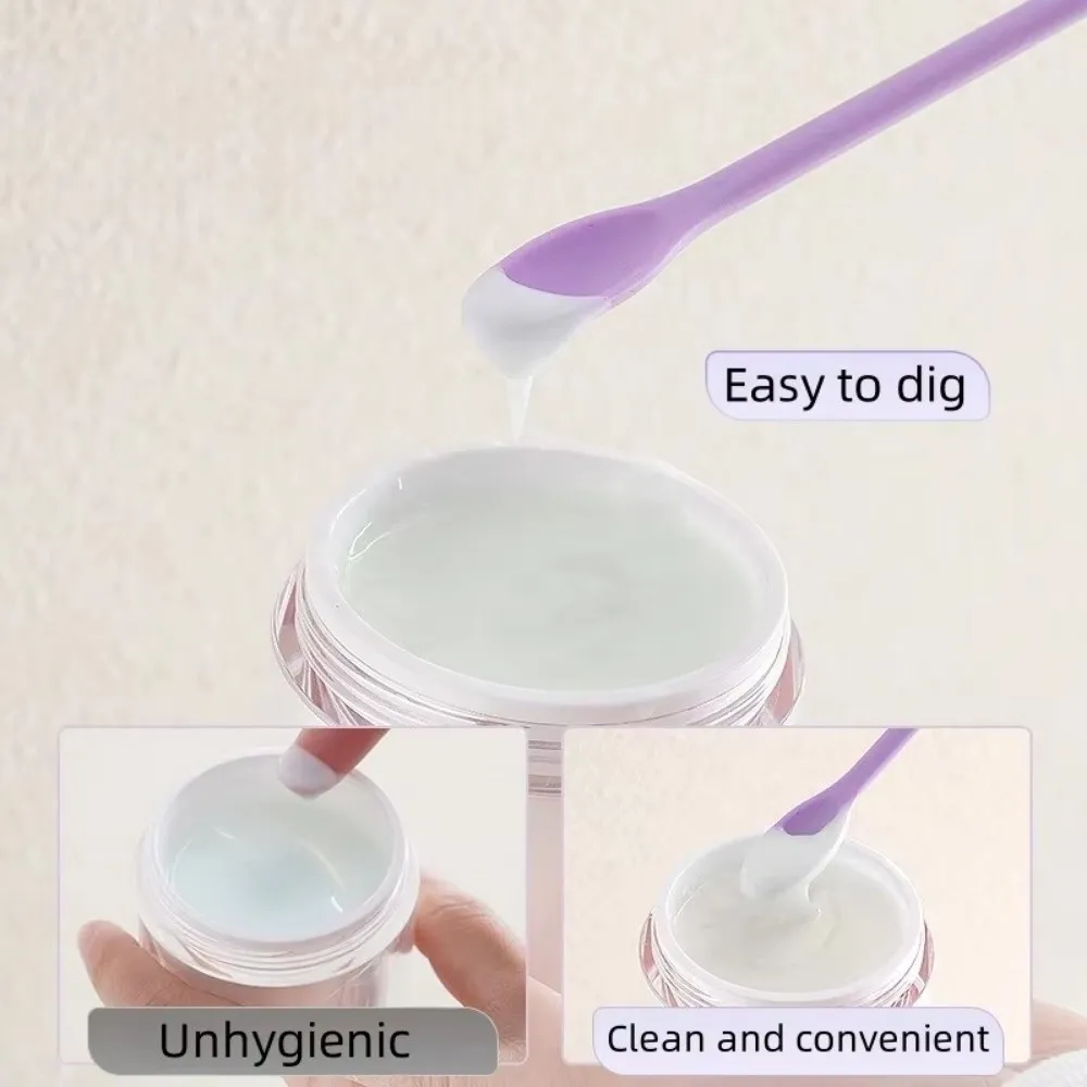 3 pçs portátil mini raspador de silicone dupla-cabeça alongada máscara facial escova macia cosméticos escavação colher pincéis de maquiagem conjunto