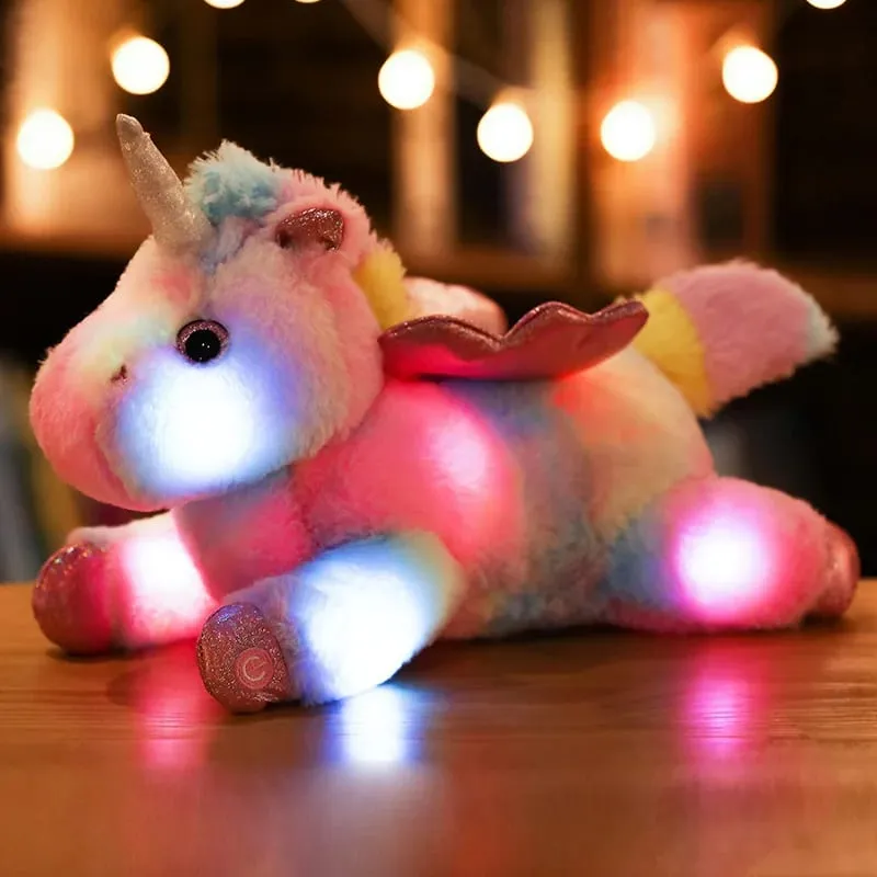 38cm creative Toy Luminous Pillow Soft Stuffed Plush Glowing Unicorn Cushion Led Light Toys Gift For Kids Children Girls