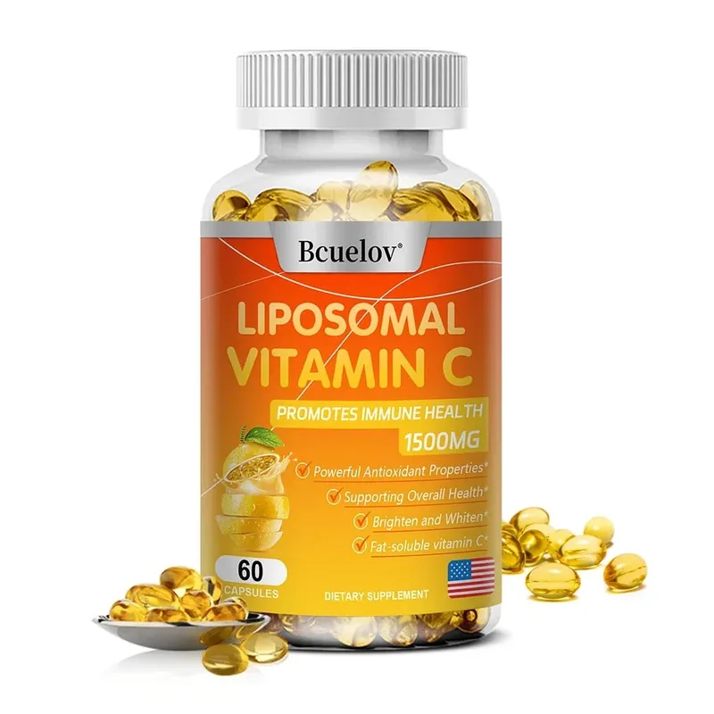 Cápsulas lipossomais de vitamina C, poderoso antioxidante, promove a produção de colágeno e apoia a saúde da pele 1500mg