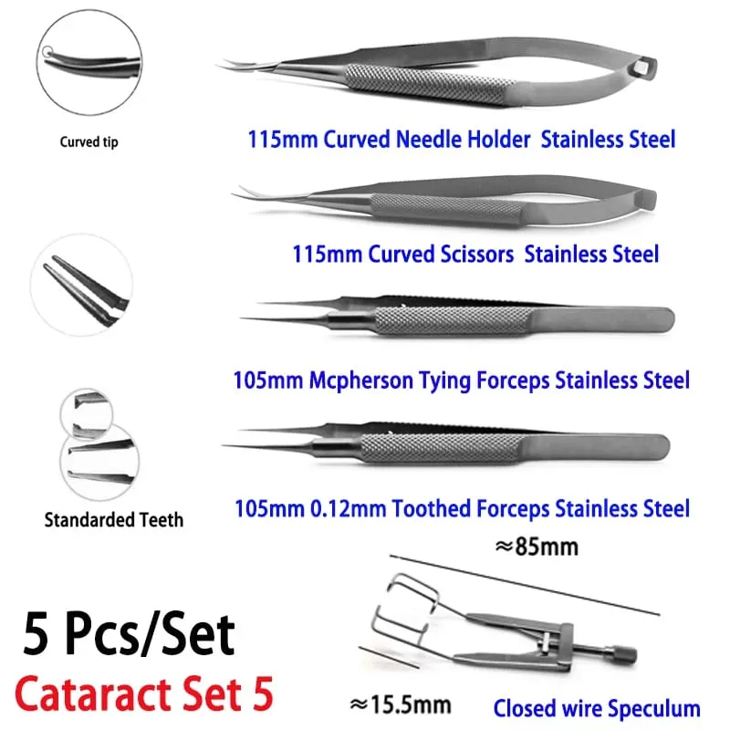 Conjunto de pinças para catarata de uso não médico, porta-agulhas 4 unidades/conjunto ferramentas de reparo doméstico Hi Eye