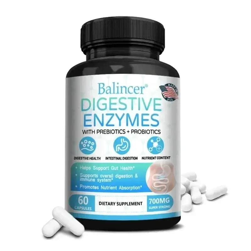 Cápsulas probióticas de enzimas digestivas orgânicas, nutrição prebiótica, digestão e imunidade para a saúde intestinal, adequadas para adultos e homens