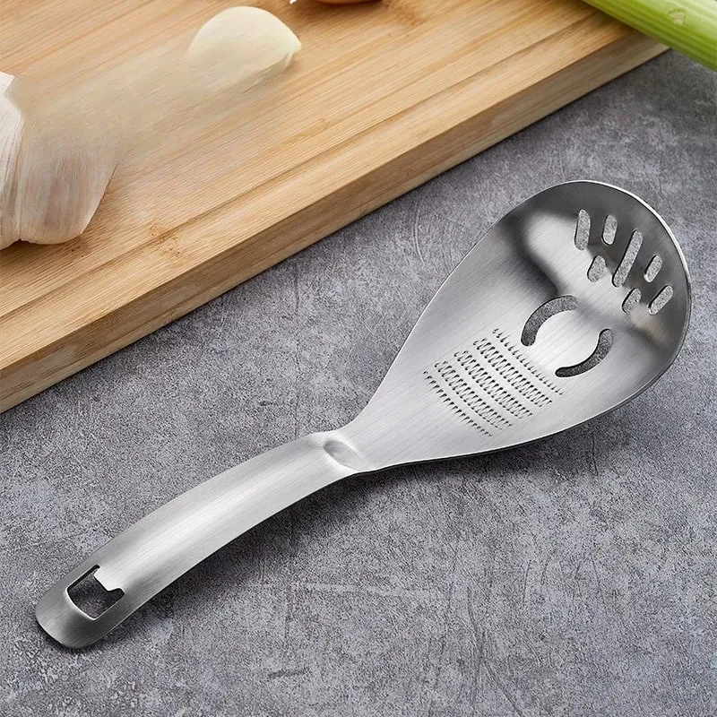 Colher multifuncional de aço inoxidável, ralador de gengibre, alho, gengibre, versátil, cozinha, triturador de gengibre para picar vegetais