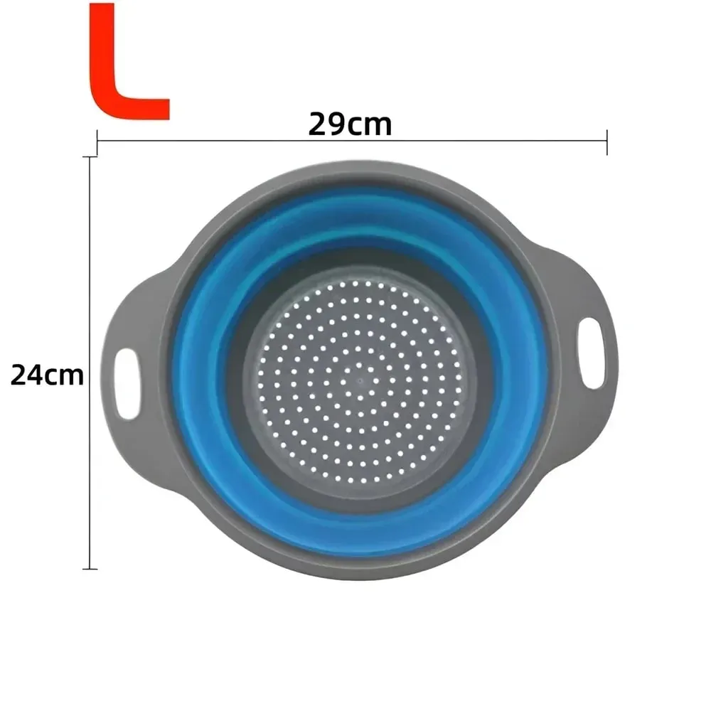 2 pçs silicone dobrável escorredor cesta frutas vegetais dobrável coador de cozinha para alimentos macarrão utensílios de cozinha dispositivo de drenagem — image 11