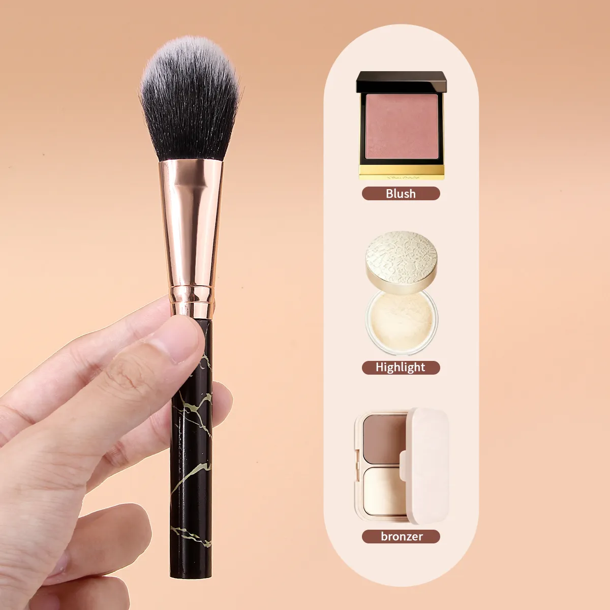 Conjunto de pincéis de maquiagem para pó solto, 4 unidades, blush e destaque, aplicação suave, ferramentas cosméticas para iniciantes de maquiagem