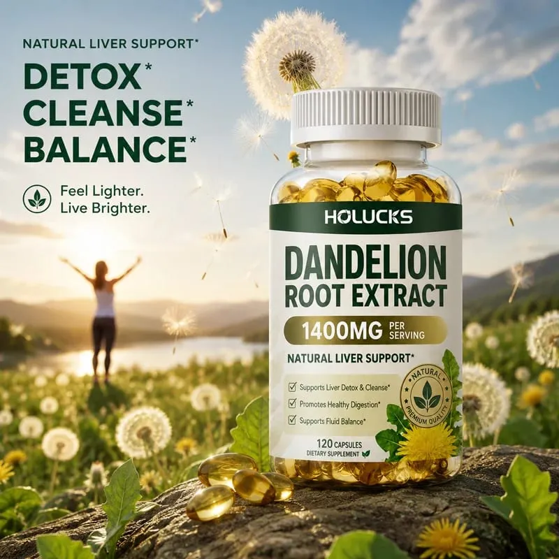 Extrato natural de raiz de dente de leão, cápsulas de 1400 mg, suporte para desintoxicação do fígado, ajuda a limpar o equilíbrio do fluido digestivo e a vitalidade diária leve