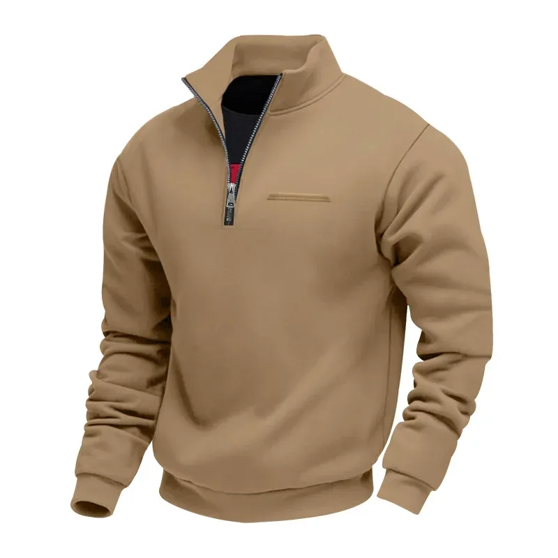 Men's Thick Fleece Stand Collar Sweatshirt Autumn Winter Color Block Striped Warm Outdoor Casual Daily Jacket Outerwear Cozy