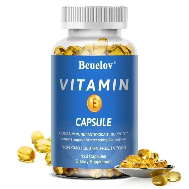 Bcuelov Vitamina E Softgels Suplementos Antioxidantes Facilmente Absorvidos - Apoia a Pele, Coração e Cápsulas de Saúde Imunológica Não OGM