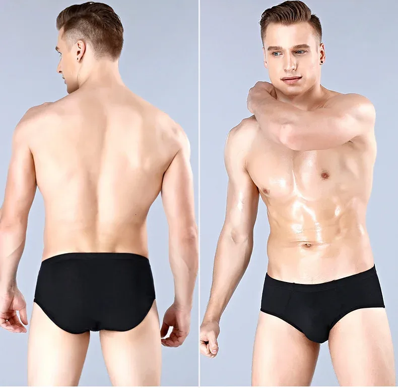 3 Packs Set Plus Size Solid Breathable Men Briefs Sexy Bamboo Fiber Hot Man Undrewear Black Sexy Male Panties New 5XL 6XL 2024