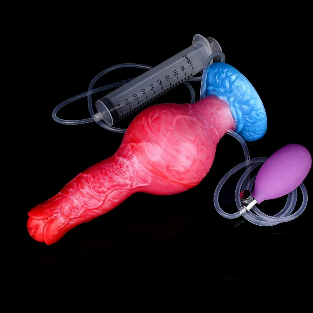 Ejaculação anal plug cão/lobo vibrador inflável grande nó pênis com função de esguicho forte otário brinquedo sexual para mulher — image 5