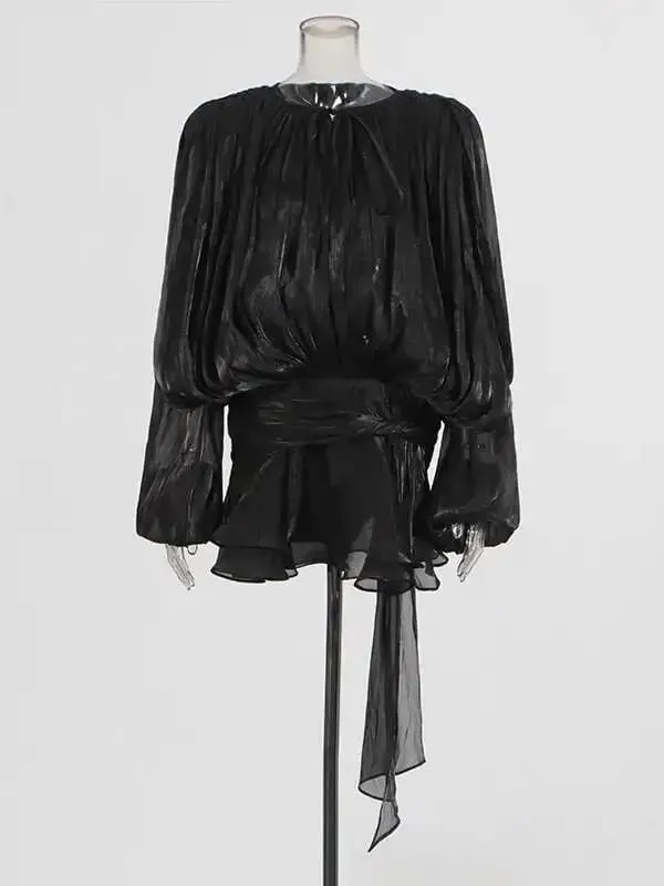 Blusa sólida mini vestidos para mulheres com decote em v manga longa emendado rendas até vestido estilo doce roupas femininas moda — image 8