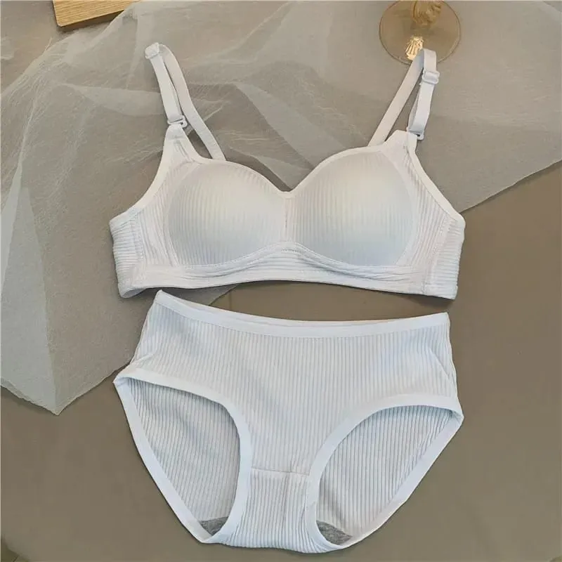 Mulheres conjuntos de sutiã sem costura calcinha + sutiã sem fio 2 pçs terno cor sólida bralette lingerie sexy sutiã de algodão feminino conjunto