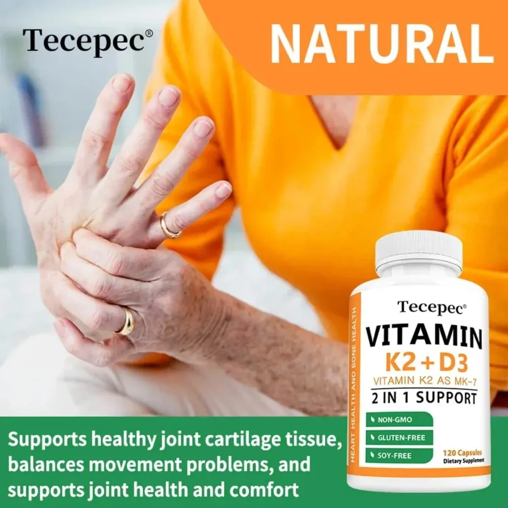 Vitamin D3 + K2 Softgels 2-in-1 Complex Bone Teeth & Immune Health Support Immune System Booster