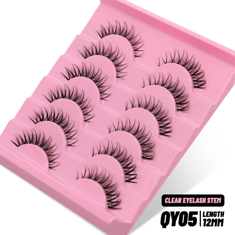Cat eye Lashes 5/6 pairs Clear Band Lashes Natural Look 6D Wispy Eyelashes False Lashes Eyelashs Extension