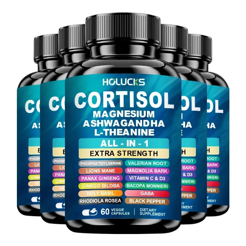 Suplemento avançado de cortisol com vitamina D3 para controle do estresse, alívio da ansiedade do humor e qualidade do sono, bem-estar geral