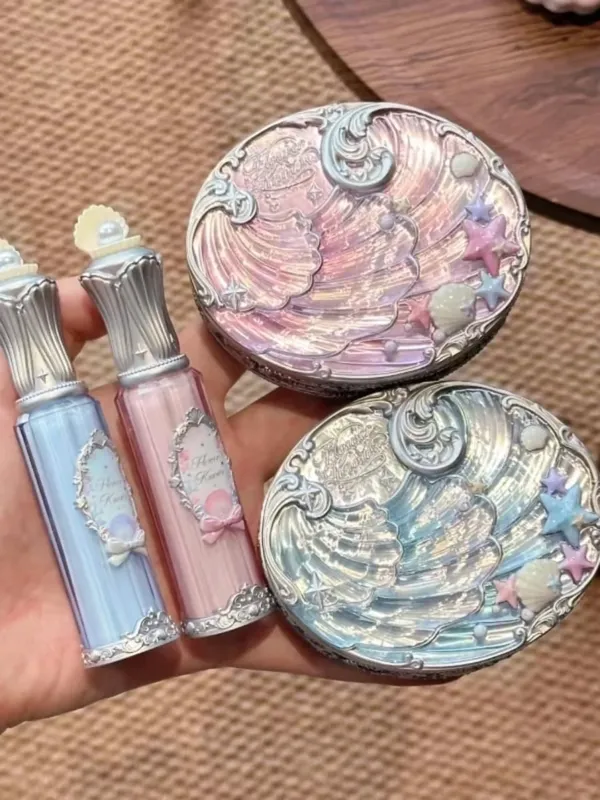 Flor sabe 4/5 pçs tudo em conjunto de maquiagem pérola sombra paleta lipmud lip gloss blush corretivo primer loção ferramenta kit cosméticos