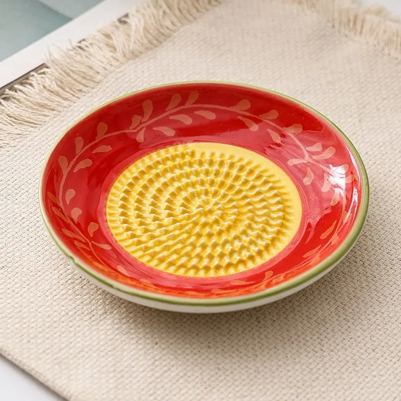 Colorido simples cerâmica ralador de gengibre ferramenta moedor mão alho masher portátil porcelana cenoura gengibre moagem ferramentas cozinha