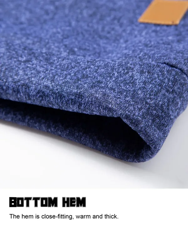 Conjunto de 2 peças homem 1/4 zíper camisola gola simulada, pulôver forrado de lã com punhos canelados casuais quentes para o outono inverno desgaste diário