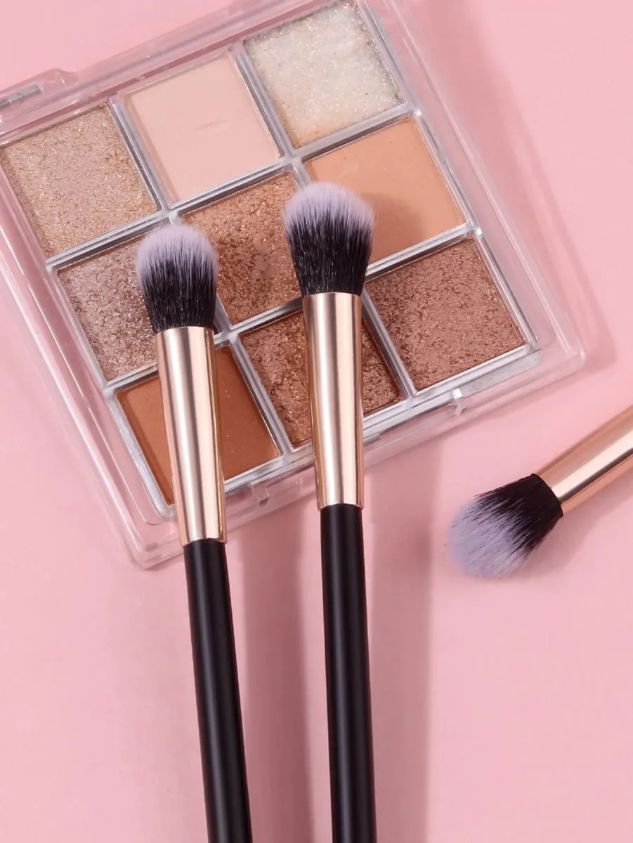 Conjunto de pincéis de maquiagem profissional para olhos, 3 peças, fibra sintética macia, pincel de mistura de sombra, pequenos detalhes, ferramentas cosméticas de beleza