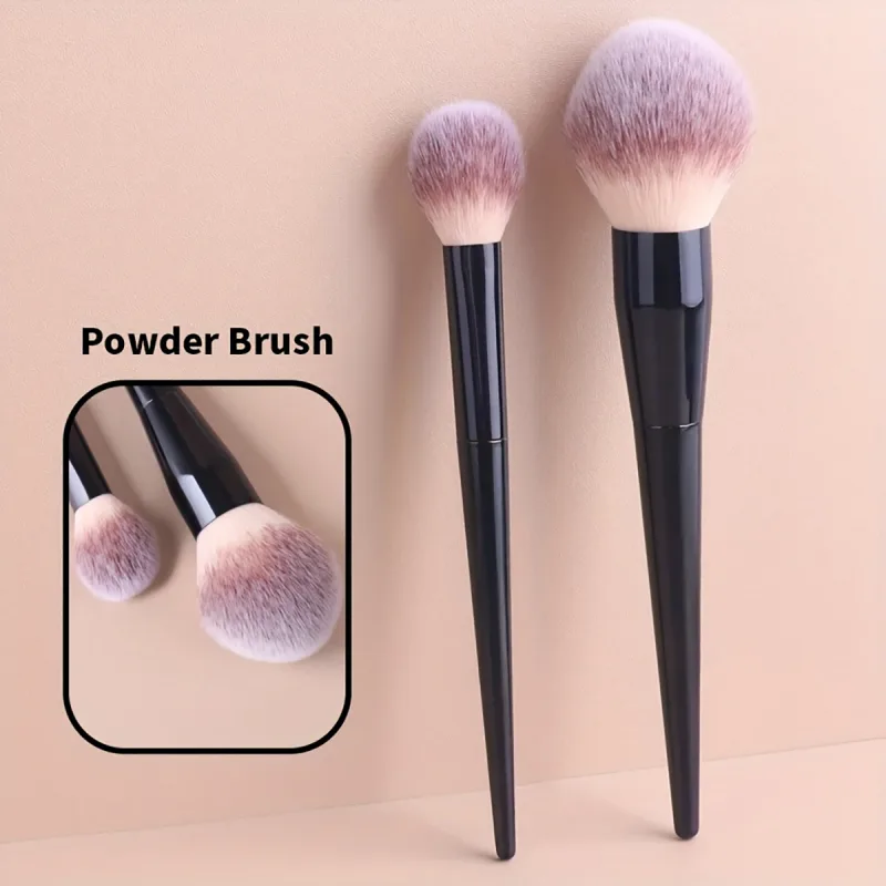 2 pincéis de maquiagem profissional com cerdas grandes e macias de nylon e pontas elípticas/de contorno - compatíveis com blush de base Po