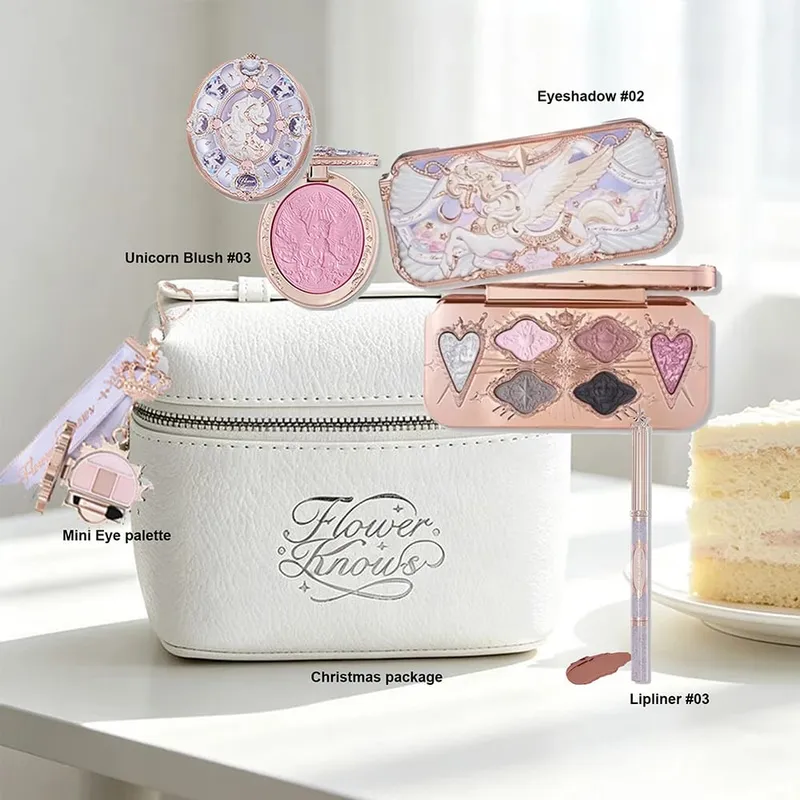 Flower Knows Makeup Set Swan Ballet Concealer Palette Embossed Blusher Shine Lipstick Kit With Bag THE SWEETIE BEAR Bunny Garden