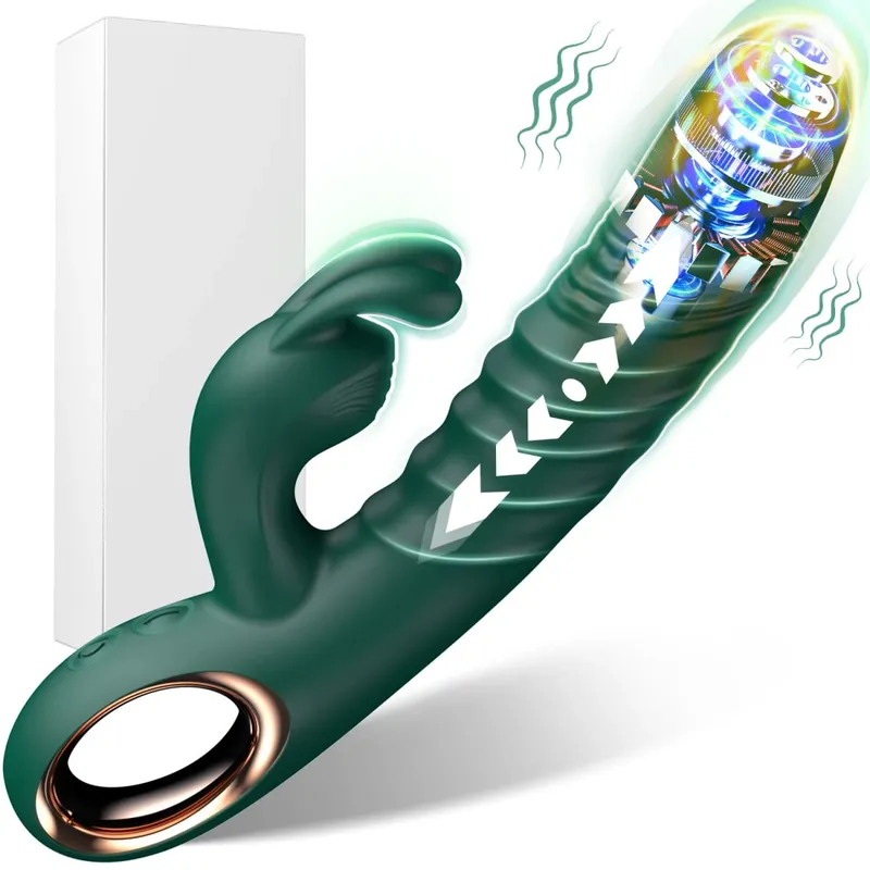 Vibrador de coelho empurrando 10 vibratório empurrando g ponto vibrador anal vibrador com silicone líquido massagem vaginal brinquedos sexuais adultos