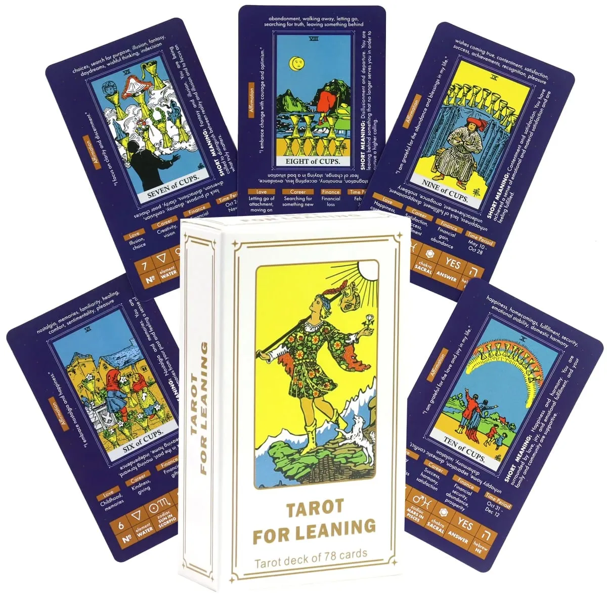 Tarô para aprendizagem - Cartas de tarô com significados - Baralho de tarô para iniciantes 10,3 * 6 cm 78 cartas