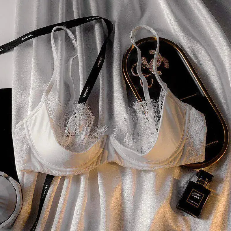 Conjunto de lingerie de renda pura francesa meia xícara fina sem forro sutiã minimizador underwire suporte elevador busto grande senhoras cuecas combinando S-XL