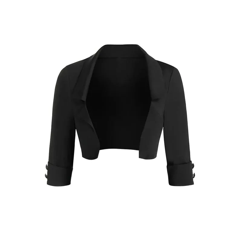 2025 conjuntos de vestidos góticos femininos cor sólida frente aberta colheita jaqueta e rendas até fivela cinta vestido cruzado roupa