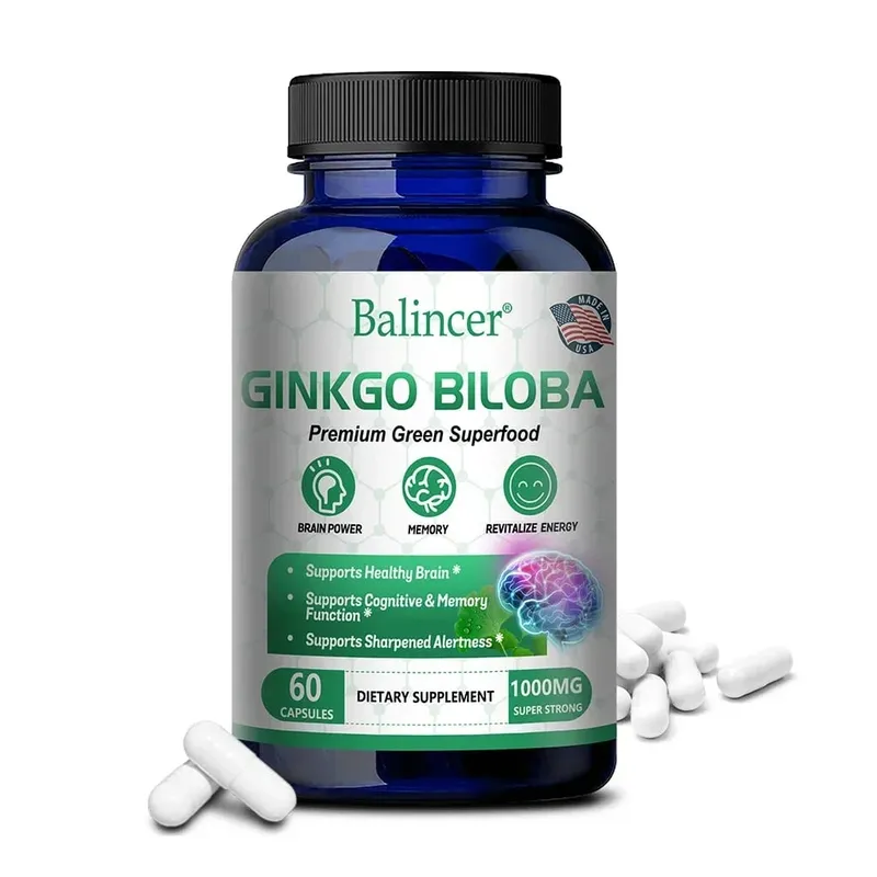 Força Extra de Ginkgo Biloba 1000 mg por porção - apoia a função cerebral e a memória 120 cápsulas vegetarianas