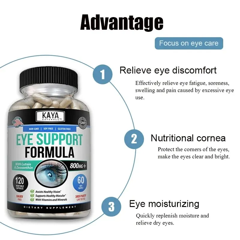 Eye Vitamins Lutein Zeaxanthin and Bilberry Extract Improve Eye Fatigue and Dryness Improve Vision Health
