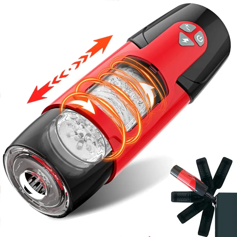 Masturbador automático para homens, rotação telescópica, copo de masturbação com alça, suporte para telefone, produtos adultos, brinquedo sexual para homens 18 +