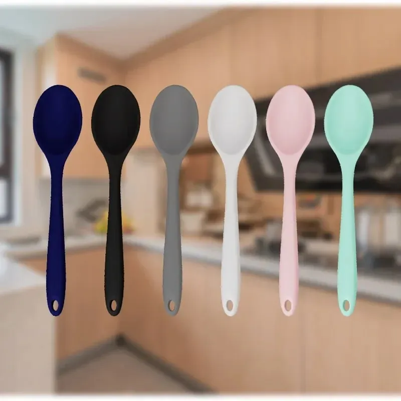 3pcs Silicone Spoon Mixing Soup Spoons Kitchen Mixing Ladle Cooking Utensils Kitchenware Tool for Stirring and Serving