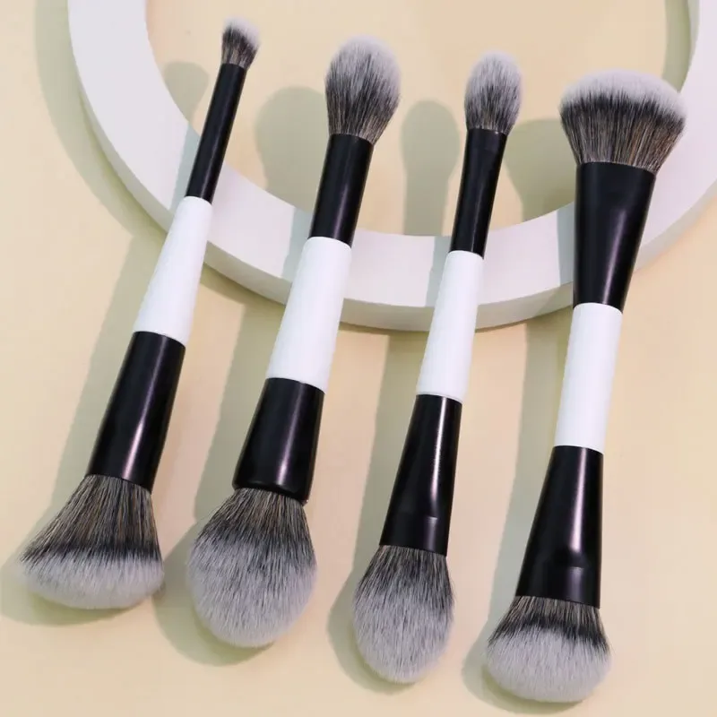 Conjunto de pincéis de maquiagem de cabeça dupla F1-F4 para base blush destacando ferramentas de beleza modelador facial pincéis cosméticos