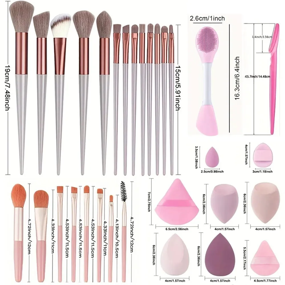 Pincéis de maquiagem 8-29pcs kit de maquiagem profissional feminino cosméticos pincel de pó macio sombra fundação conjunto completo ferramenta de beleza de viagem