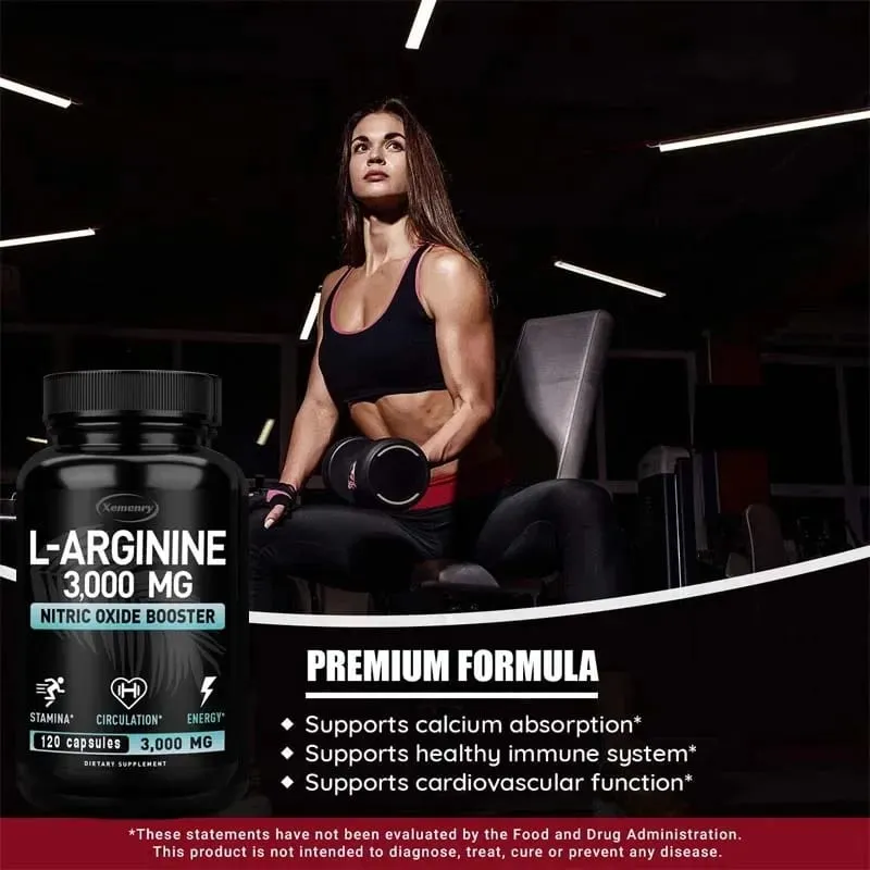 L-Arginine 3000mg - for Energy Strength and Endurance Support During Exercise | Muscle Mass Non-GMO