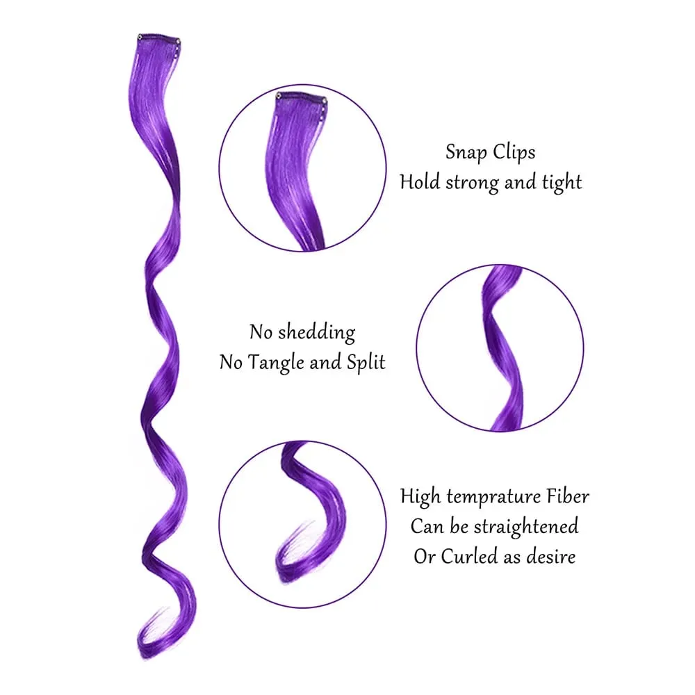 10 piece set of colored curly hair extensions clip style highlight hair patches single clip style one-piece women's dark hair — image 5