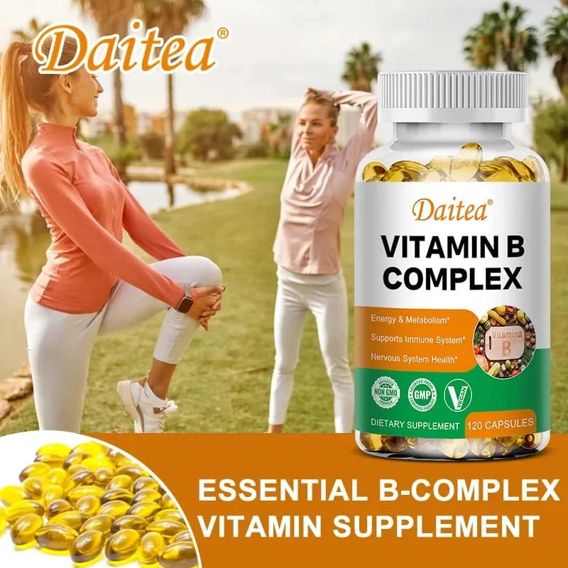 Daitea Composto VitaminB Cápsulas VB B1 B2 B3 B5 B6 B7 B9 B12 Melhor humor auxilia no sistema nervoso e suplemento de suporte energético
