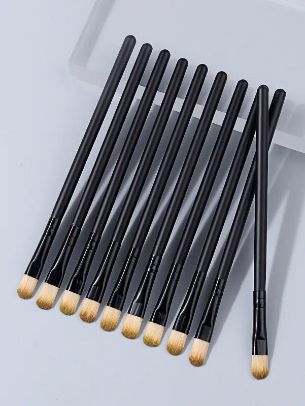 10 pçs olhos pincéis de maquiagem conjunto profissional macio contorno sombra delineador sobrancelha escova feminino beleza facial ferramenta cosmética