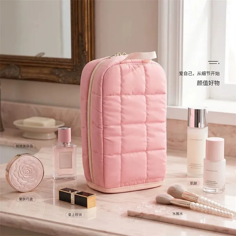 Bolsa de armazenamento para pincéis de maquiagem, grande capacidade, à prova d'água, couro pu, ferramentas cosméticas, organizador para pincéis de maquiagem, batons