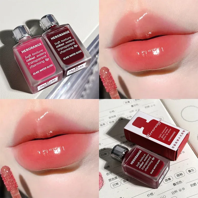 Water-Glow Mirror Lip Gloss Long Lasting Moisturizing Hydrating Lip Tint Makeup Skin-Brightening Lipstick Korean Women Cosmetic