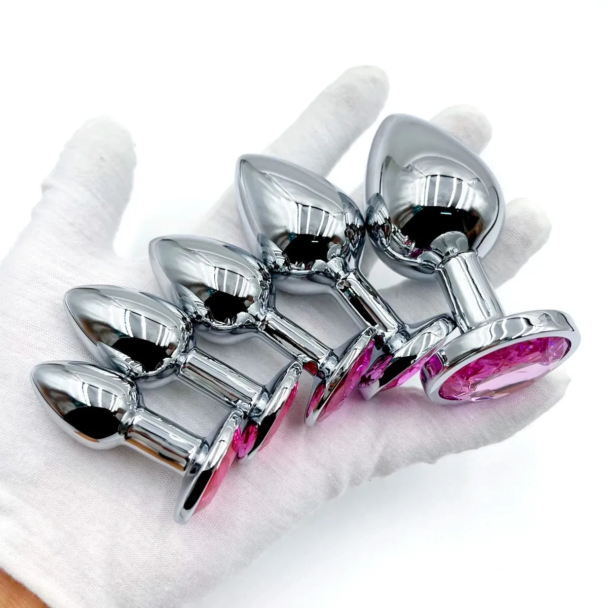 Plugue anal de metal com base de gema, plugue anal de 5 tamanhos para iniciantes e especialistas, massagem em ponto g, casais femininos/masculinos, brinquedos sexuais adultos