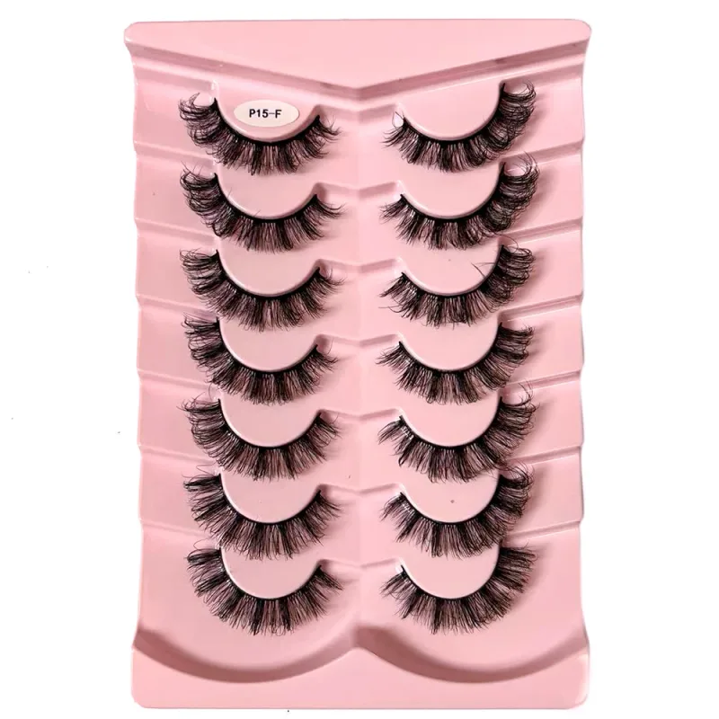 7 Pairs False Eyelashes Wispy Lashes Natural Look Fake Eyelashes Faux Mink Fluffy Strip False Lashes Pack